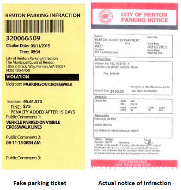 Police investigating fake parking ticket scam | Renton Reporter