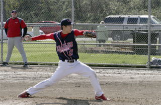 Derrick Hwang tosses a pitch in Wednesday's win against Renton. The senior pitched three innings and earned the win.