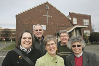 A few of the partners in an effort to build a new Compass Center at the site of the former Renton Lutheran Church. From left to right are: Pastors Gretchen Weller Mertes and Kirby Unti of St. Matthew's Lutheran Church; Pamela Nel
