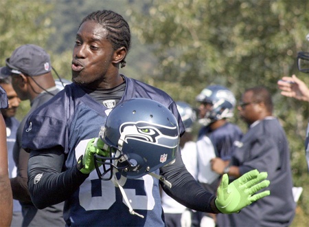 Wide receiver Deion Branch cuts loose at a training camp practice Monday morning. Branch is looking to rebound after battling through injuries last season.