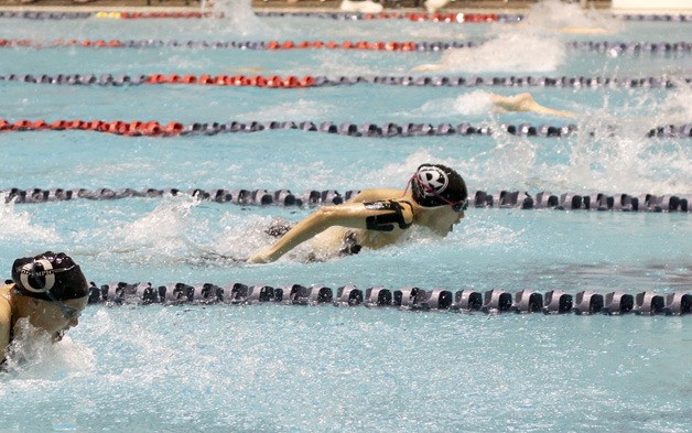 Renton's Tala Hild swims at the 2A state swim and dive meet.