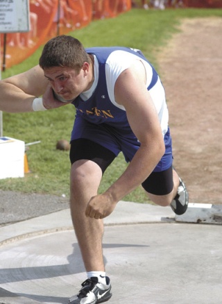 Hazen's Andrey Levkiv throws the shot put at the 3A state meet last year. Levkiv has the state's best shot put and discus distances this season.