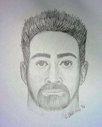 A police sketch of the suspect in the rape of a 15-year-old girl.