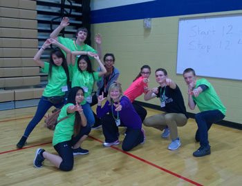 Lindbergh High School students strike a pose at the recently attended Le Camp Français at Mount Rainier High School.