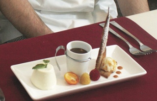 The dessert for the six-course meal features three desserts.