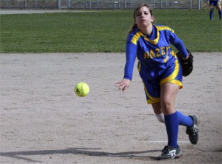Hazen pitcher Becca Erb tosses a pitch against Mount Rainier.