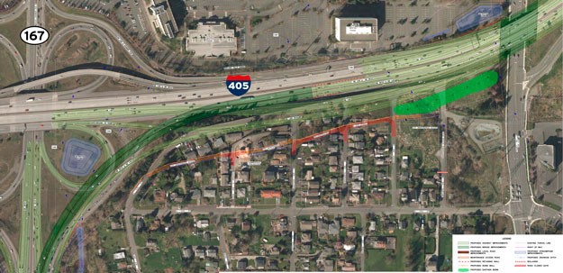 A rendering of the proposed I-405/SR167 flyover.