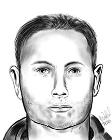 This is a sketch of the suspect in the stabbing of a 16-year-old girl near Lake Kathleen Tuesday.