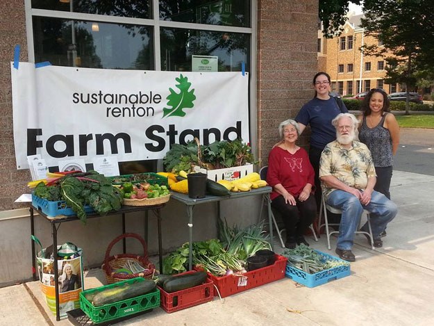 Volunteers from Sustainable Renton set up the mobile produce stand that’s open 11 a.m. to 1 p.m.