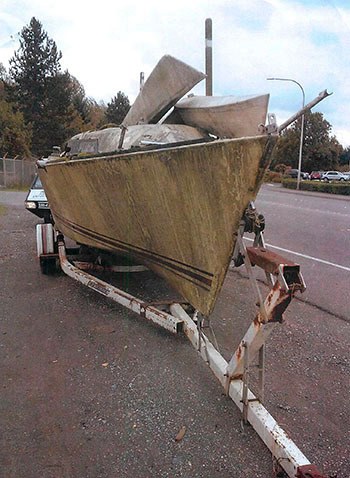 This sailboat was found abandoned on a trailer on Monster Road in south Renton in mid-October