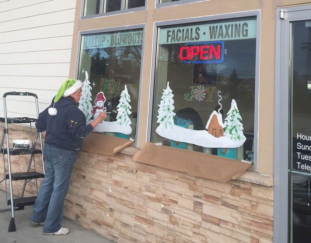Terri Swier is the artist responsible for many of the holiday window scenes you see around town.