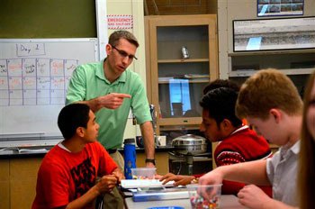 A Hazen High School physics class with teacher Todd Pollard. Hazen was one of the 401 schools in the state to receive a Washington Achievement Award.