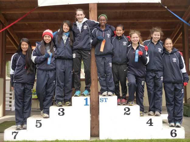The district champion Lindbergh High School girls cross-country team.