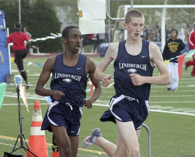 Lindbergh's Travis Downen leads the pack at the All-City meet.