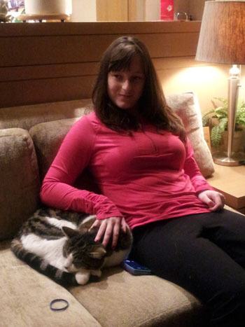 Amanda Keppler relaxes at home with Juno