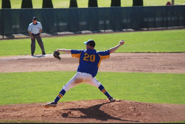 Hazen's Ben Hoeper pitches during the Highlanders' May 7 win over Shelton.