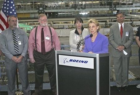 Gov. Christine Gregoire announced the allocation of Workforce Investment Funds to bolster the state's aerospace training programs Tuesday at the Boeing's Renton facility.