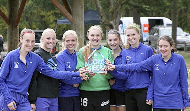 The Liberty girls cross-country team after winning the KingCo title Oct. 18.