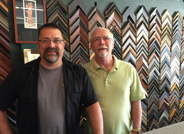 Woody Smith and Dan Sullivan pose for a photo at L.A. Frames.