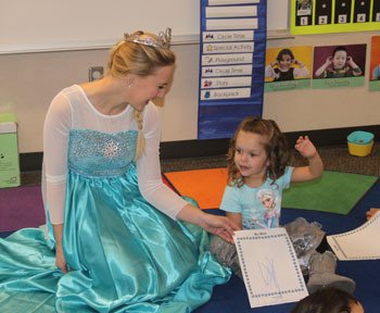 Kiara Marggraf got a visit from Disney Princess Elsa as part of a Make-A-Wish Foundation program gift. She is battling Williams Syndrome.