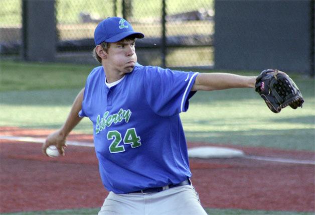 Liberty's Ben Wessel pitches against West Seattle May 15.