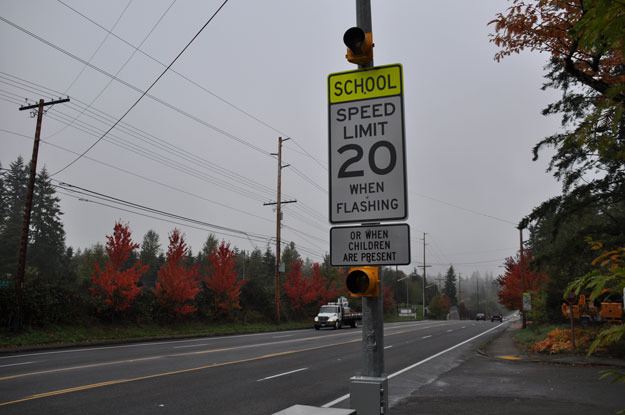 Two new flashing school zone speed limit signs