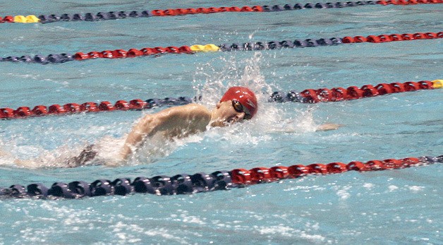 Renton's Steve Sholdra swims at the 2A state meet.