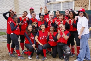 The Renton softball team after a win against Highline April 16.