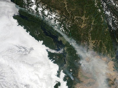 Smoke and clouds over Washington state.