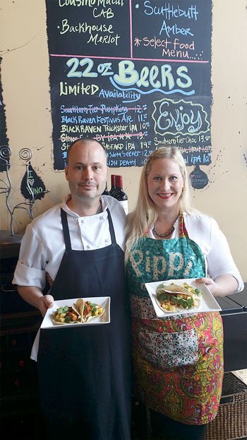 Vino Chef Eli Edmundson and columnist Carolyn Ossorio.