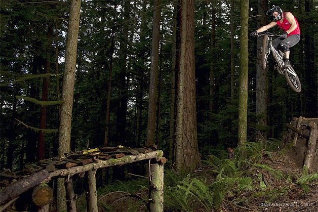 Renton’s Scott Petett jumps a 30-foot gap at during one of his free-ride mountainbike rides.