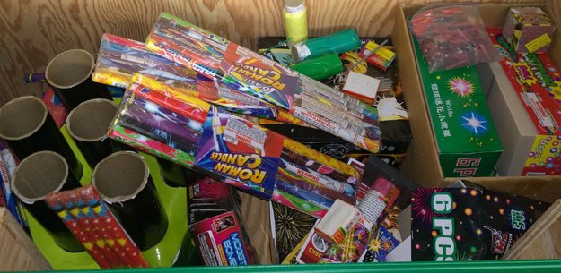 A look at some of the fireworks collected by the city on July 4. All fireworks were turned over to the State Fire Marshal’s Office.