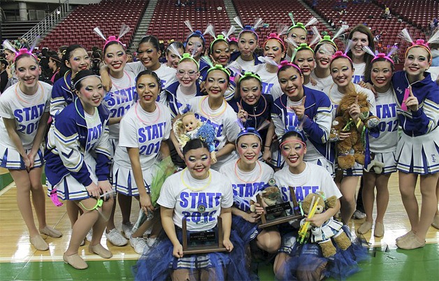 The Hazen Drill Team after winning two state titles March 24.