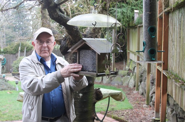 Paul Ouellette has been feeding birds in the Rolling Hills neighborhood for several years and said since the city installed smart water meters he has not had to buy bird feed for the multiple feeders in his yard.