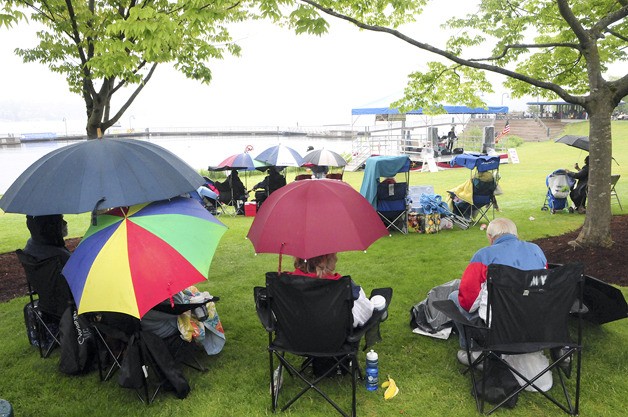 Crowds were sparse during the rain-soaked Fourth of July festivities Sunday