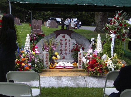 The memorial services for Fung Chan May 16 brought hundreds of floral arrangements to the Mt. Olivet Cemetery.