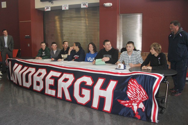 Eight Lindbergh High School athletes signed college letters of intent on Tuesday.
