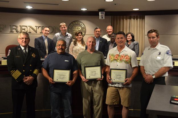 Citizens who saved drowning 3-year-old were honored at a City council meeting. The boy fell into Lake Washington in May. Citizens were able to drag  the boy out
