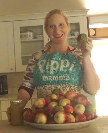 Colunist Carolyn Ossorio with some of her apple haul.