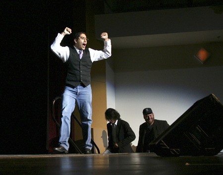 Chris Chacon celebrates winning the Best Picture category with “Ayuda Pequeno” in last year's Renton Film Frenzy II Curvee Awards. Chacon’s dramatic film also won open division first place and best actor.