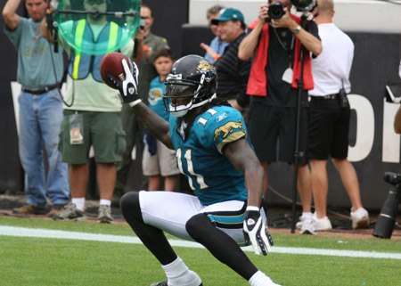 Wide receiver Reggie Williams after scoring a touchdown for the Jacksonville Jaguars.