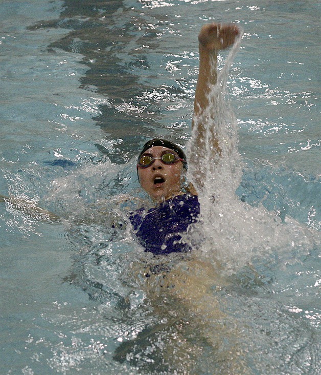 Hazen sophomore Talisa Wibmer at the district meet Nov. 4. Wibmer won two individual district titles and has the state's top 100 back qualifying time.