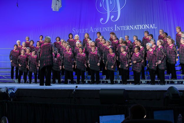 The Pacific Sound Chorus performs at the Sweet Adelines International Chorus competition.