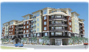 An artist rendering of the 2nd and Main Apartments.