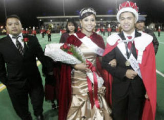 Renton High School’s Homecoming queen and king are Alexis Lagonoy and Rex Castillo. Their parents escorted them during the Homecoming ceremonies on Friday night during the football game with Kennedy High School.