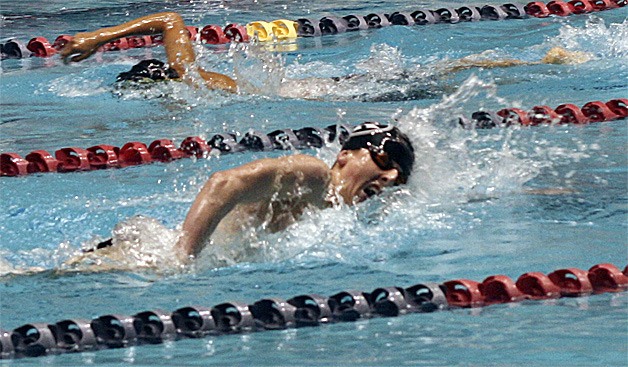 Renton's Steve Sholdra swims at the 2A state swim and dive championships last winter.