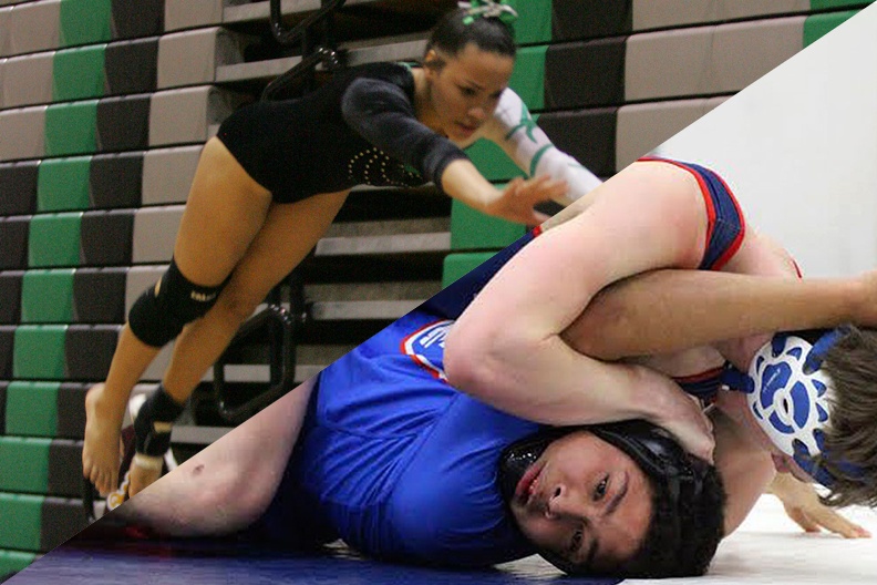 Gymnasts and wrestlers gear up for state championships.