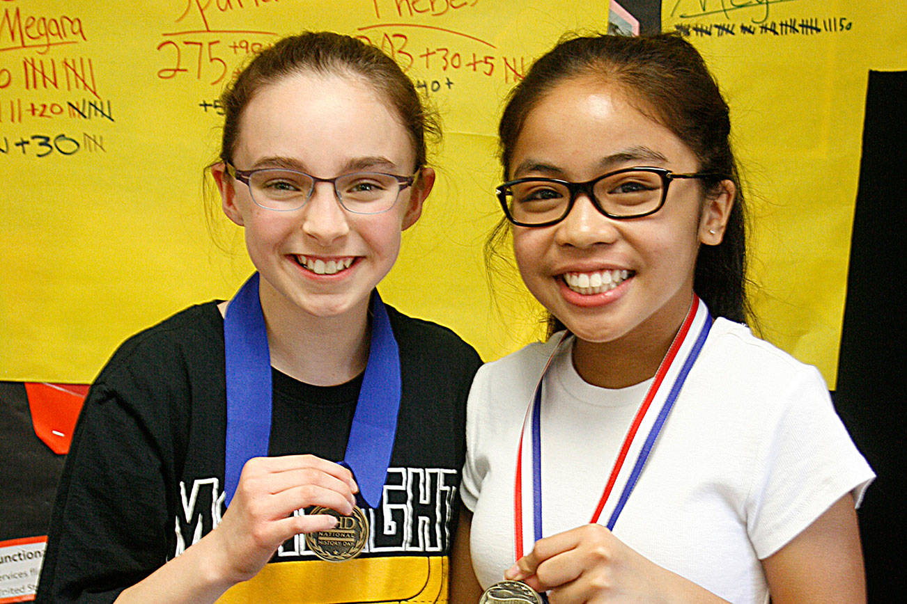 Rose Kelly, left, and Chelsea Davatos are heading to Washington D.C. to compete in the National History Day competition