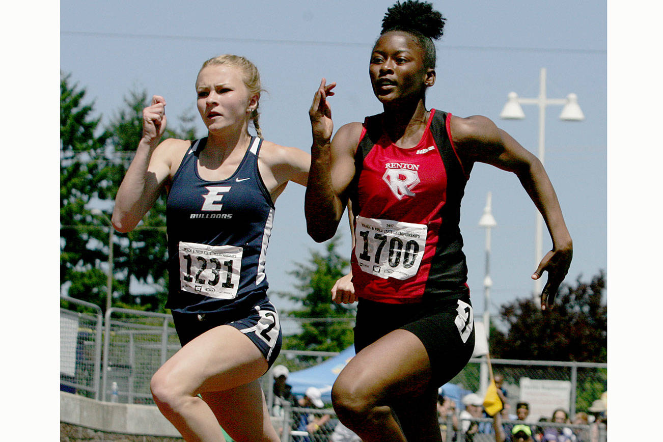 Renton freshman Faith Richardson finished sixth in the 100 meters. Photo by Dennis Box