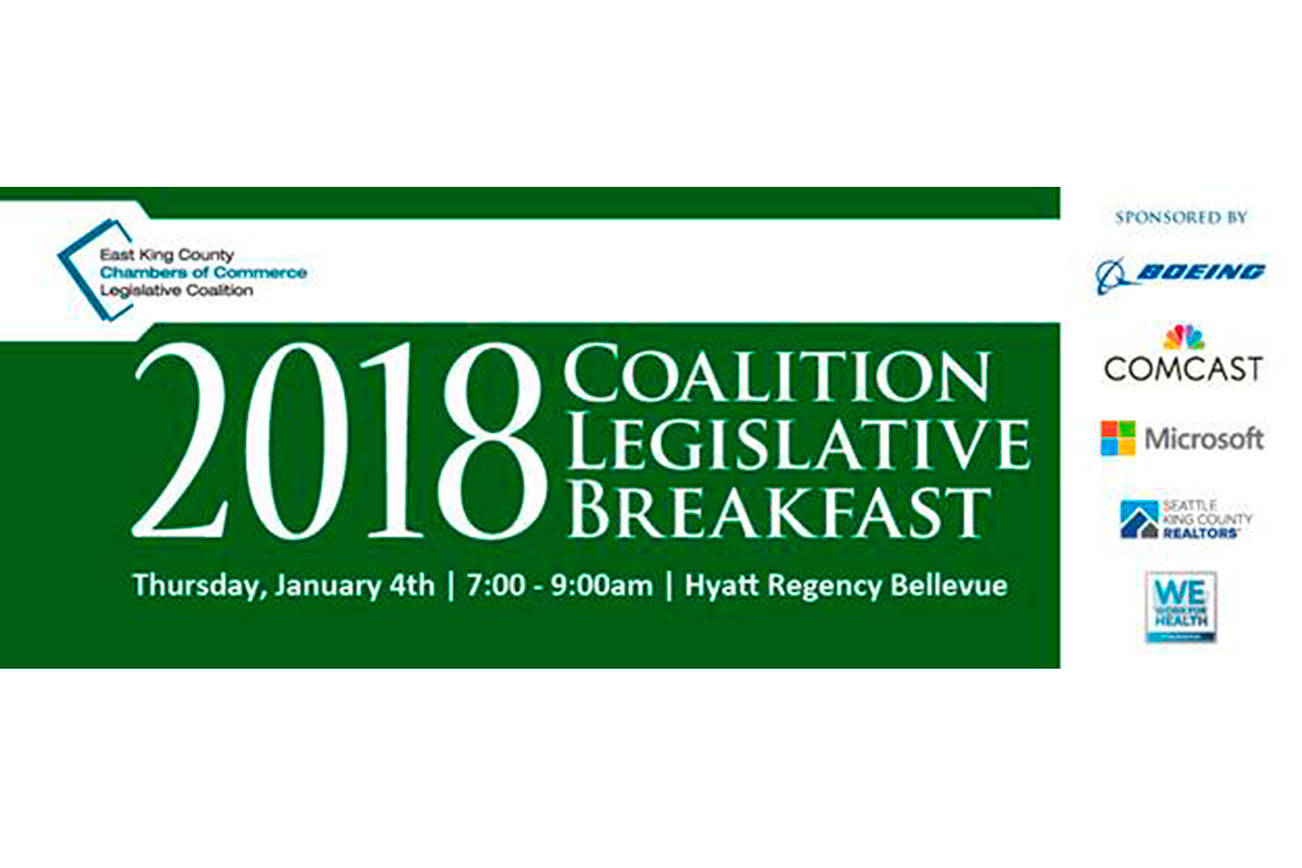 East King County Chambers Coalition to host legislative breakfast Jan. 4